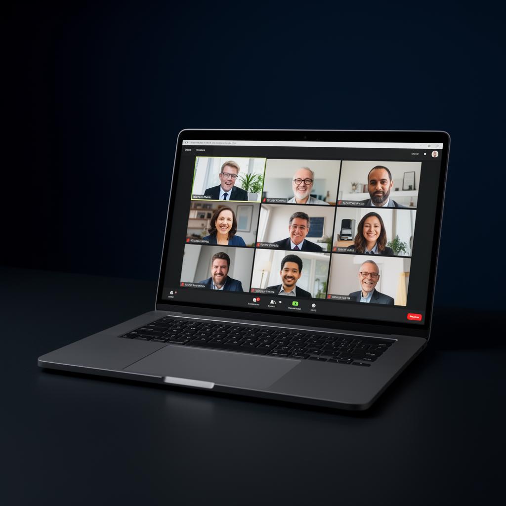 Laptop showing a Zoom meeting